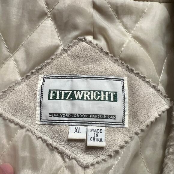 VINTAGE Fitzwright Western Style Suede Sherpa Coat Rancher Leather Size XL - Picture 3 of 8